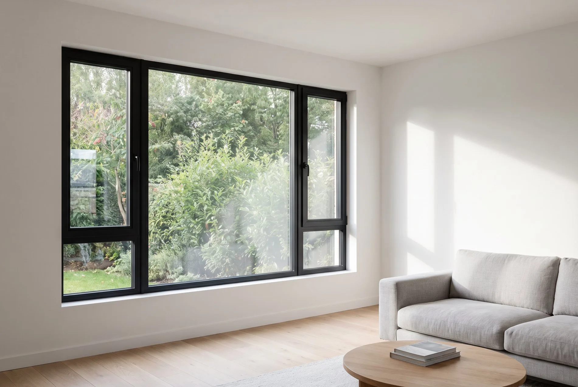 Slim-profile aluminium windows on a modern elevation