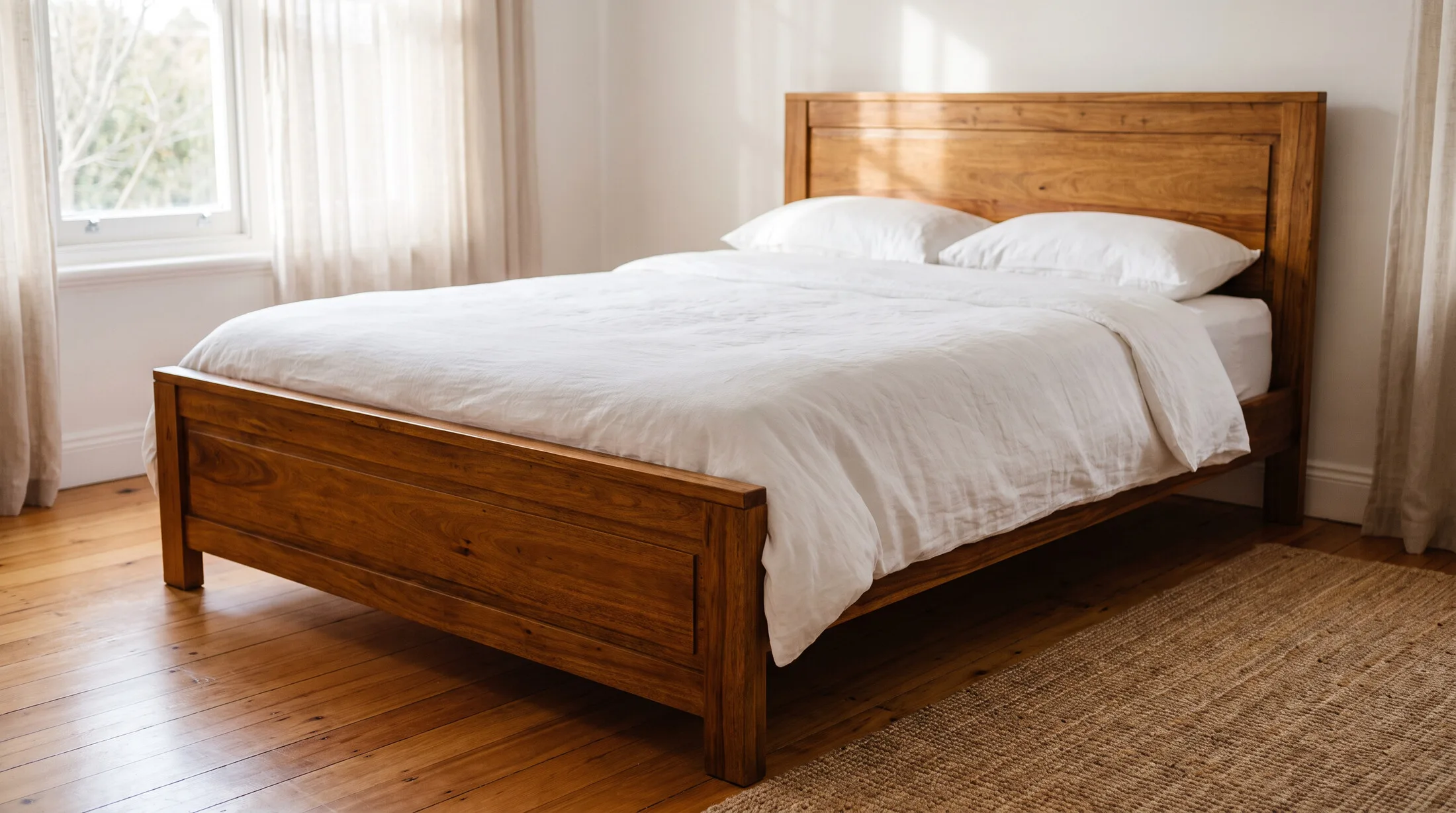 Classic solid wood raised-panel bed