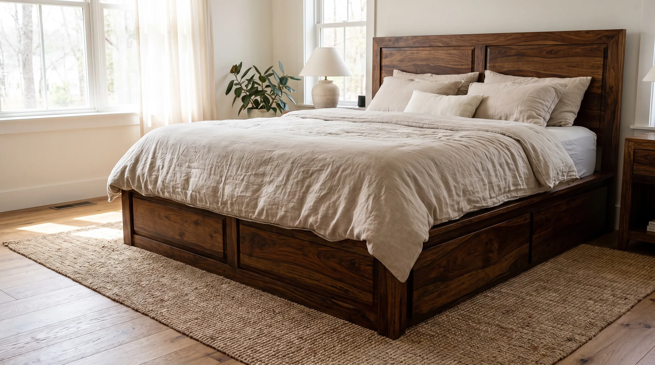 Sheesham storage bed with drawers