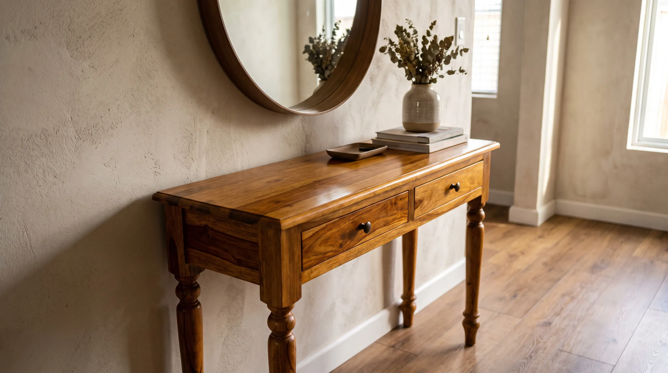 Sheesham console table with a mirror