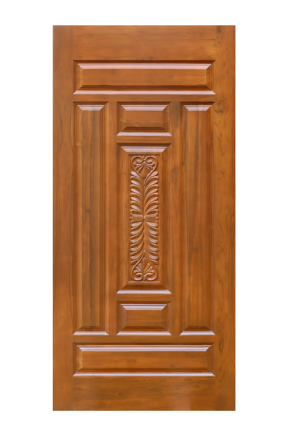 Teak door in a home