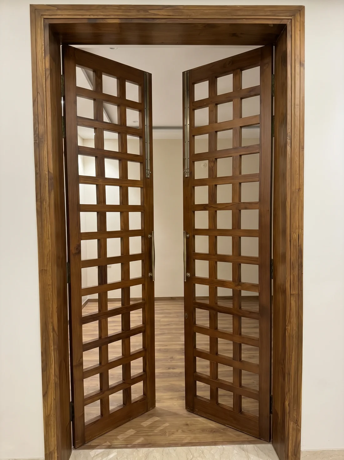 Teak door in a home