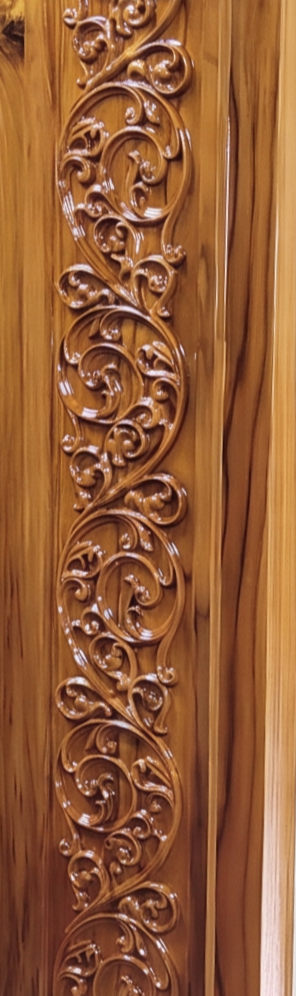 Carved teak door-frame jamb