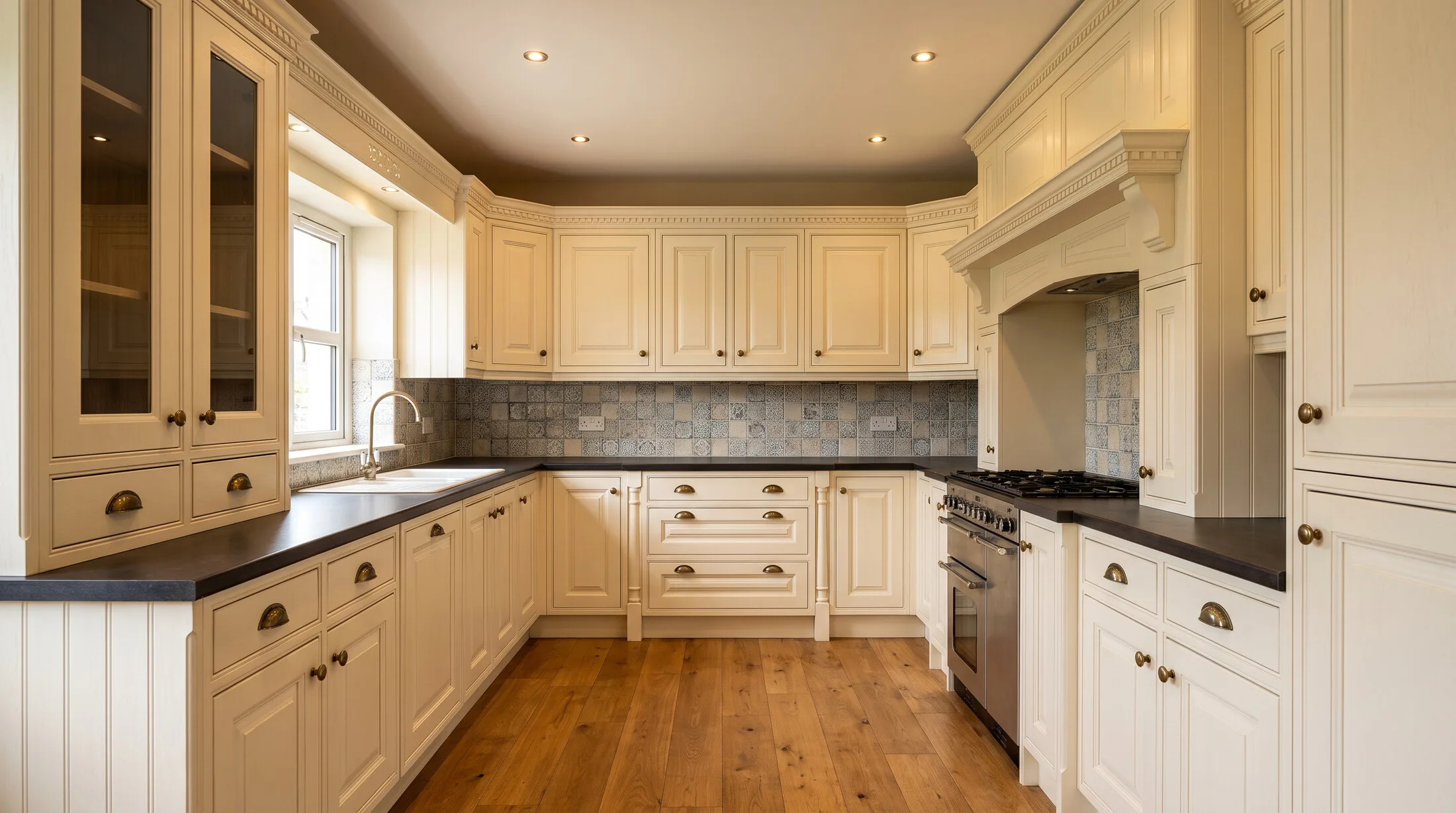 Classic ivory raised-panel modular kitchen
