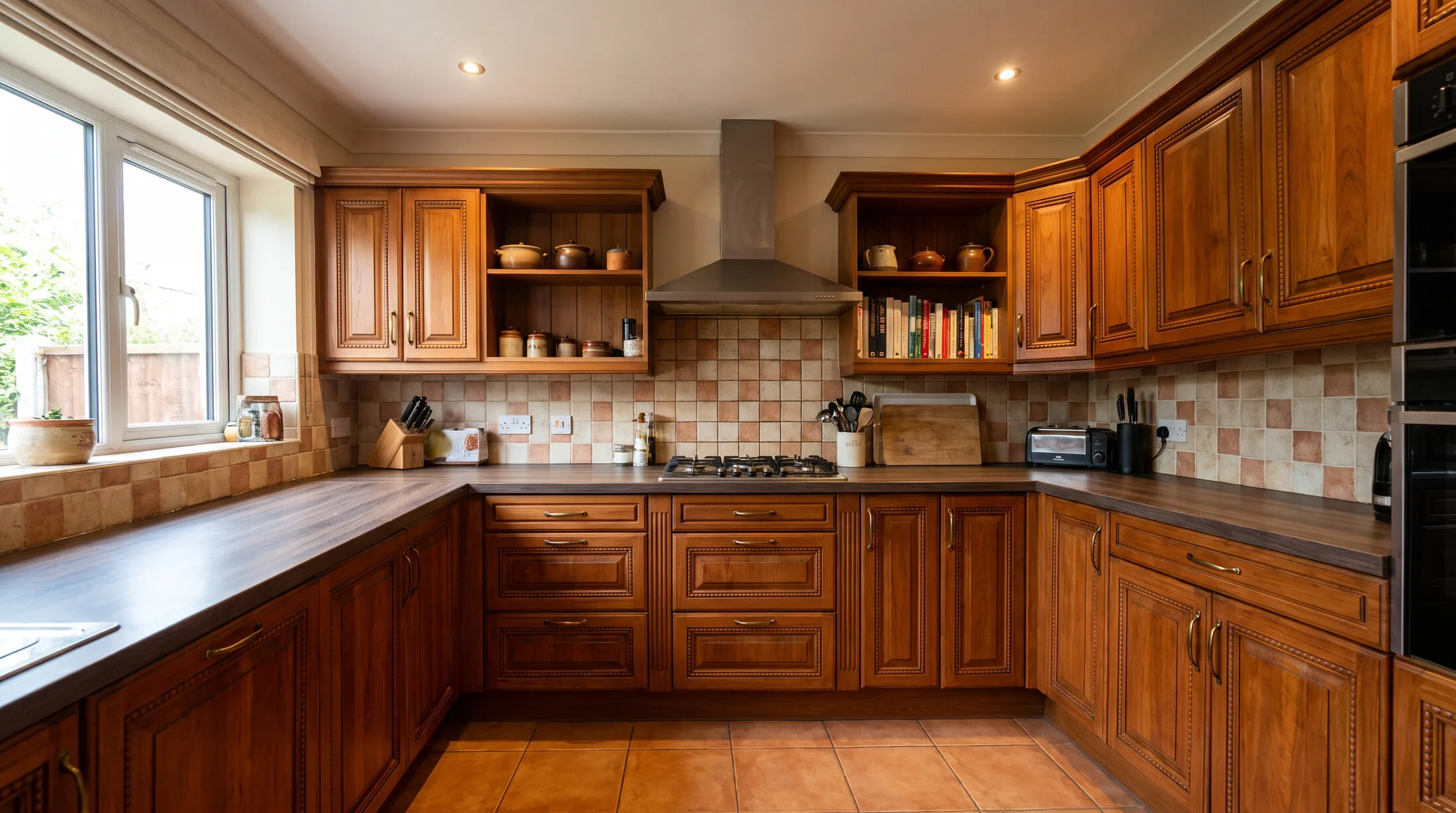 Solid wood modular kitchen in walnut