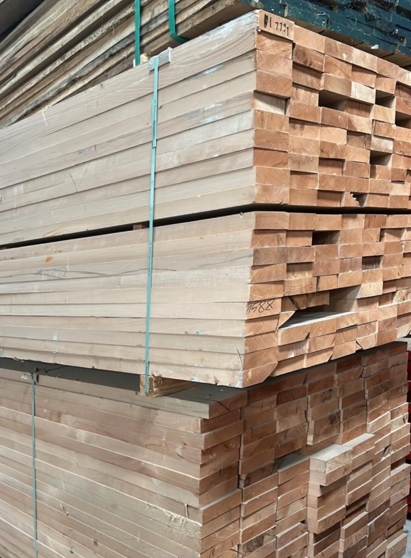 Stack of sawn timber in our warehouse