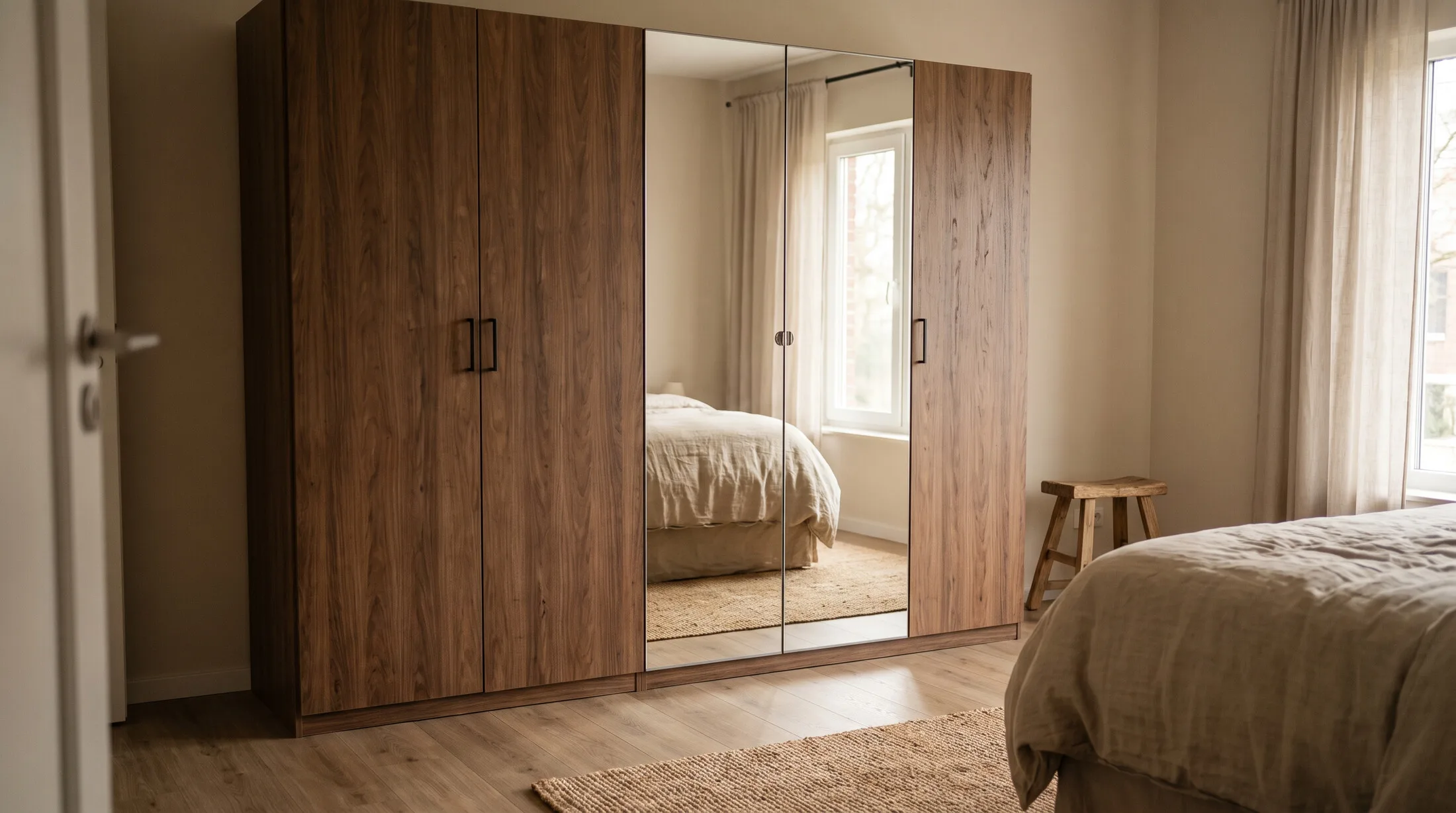 Freestanding high-gloss acrylic wardrobe