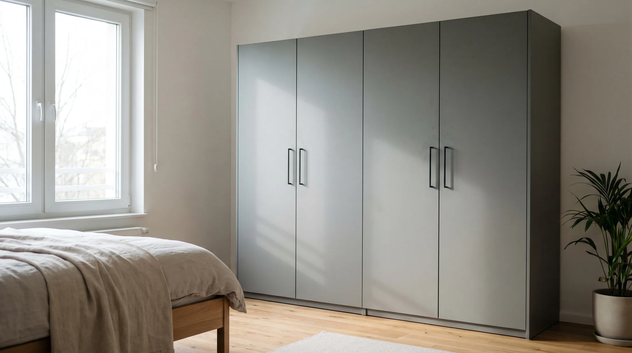 Freestanding two-tone laminate wardrobe