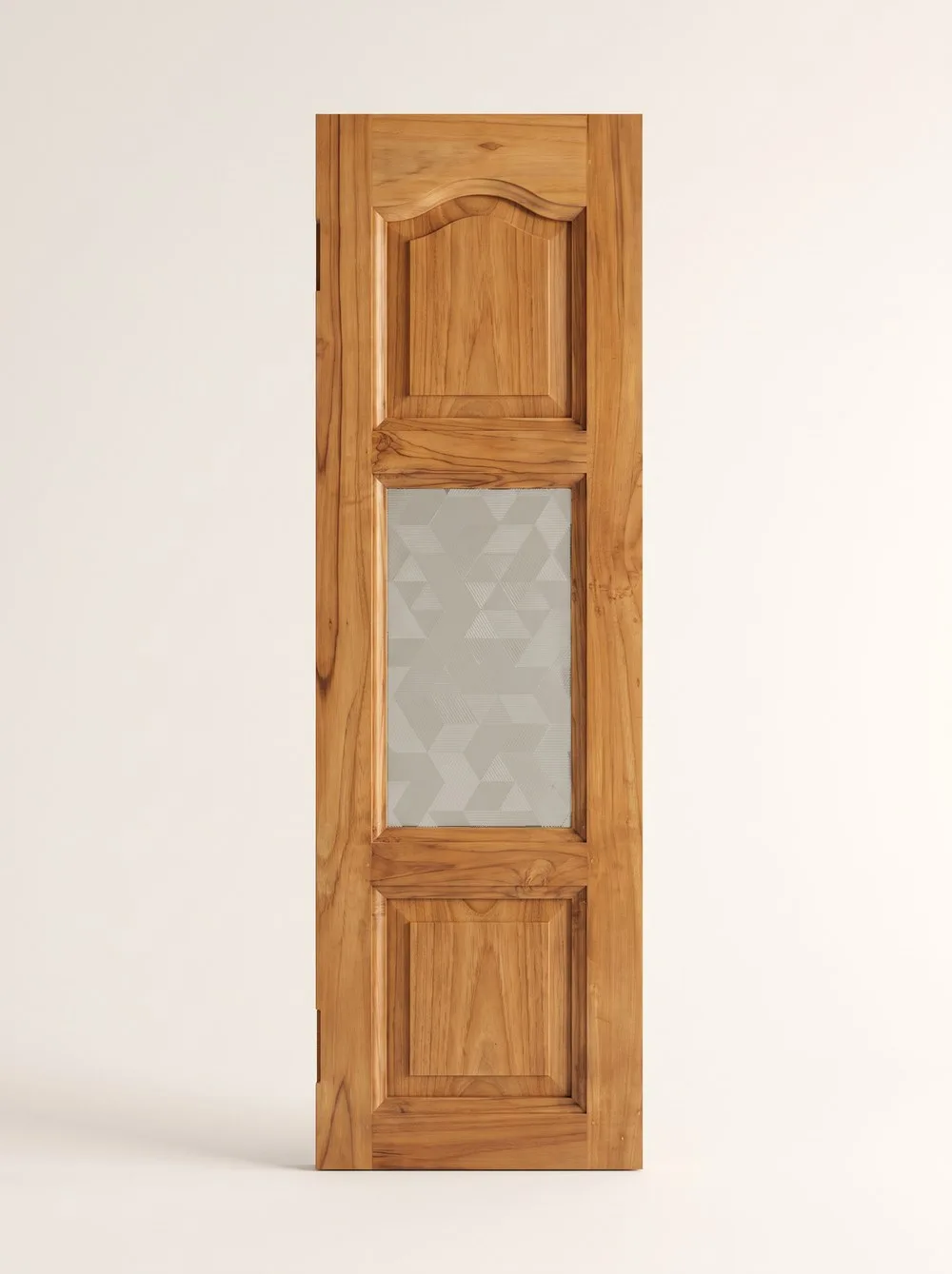 Wooden shutter with solid panels and a frosted glazed centre